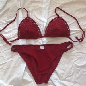 Red padded Zimmermann swimsuit